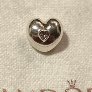 Pandora Heart Clip With Pink CZ In Middle-OBO